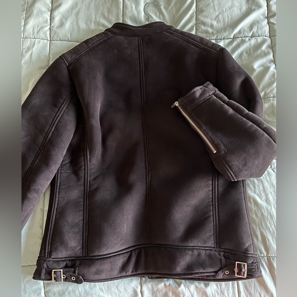 Zara Men’s suede dark brown heavy jacket with fleece lining - Picture 2 of 4